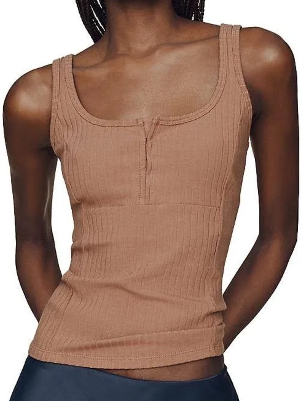 NWT Anthropologie Maeve Square Neck Tank Top Brown XXS